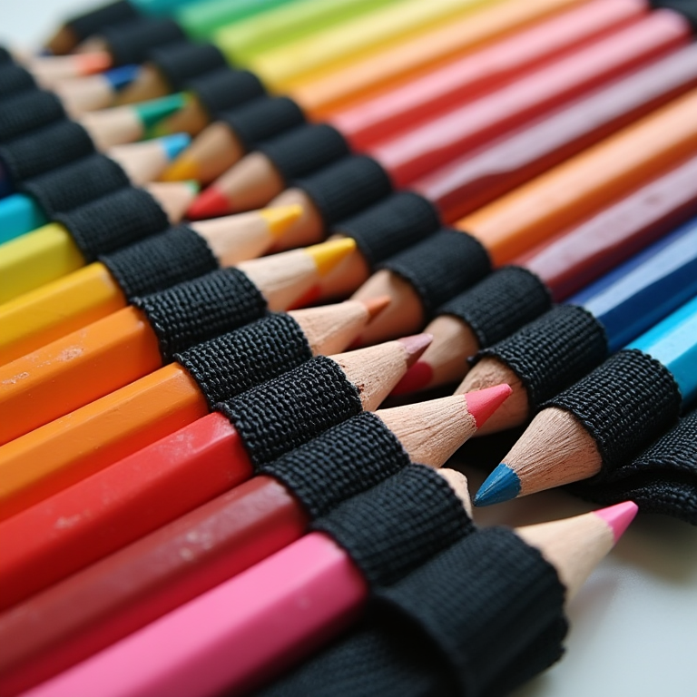 photograph of colored pencils in a compact pencil case