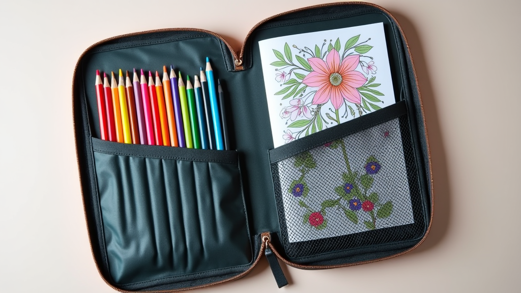 photograph of portable art organizer case open flat