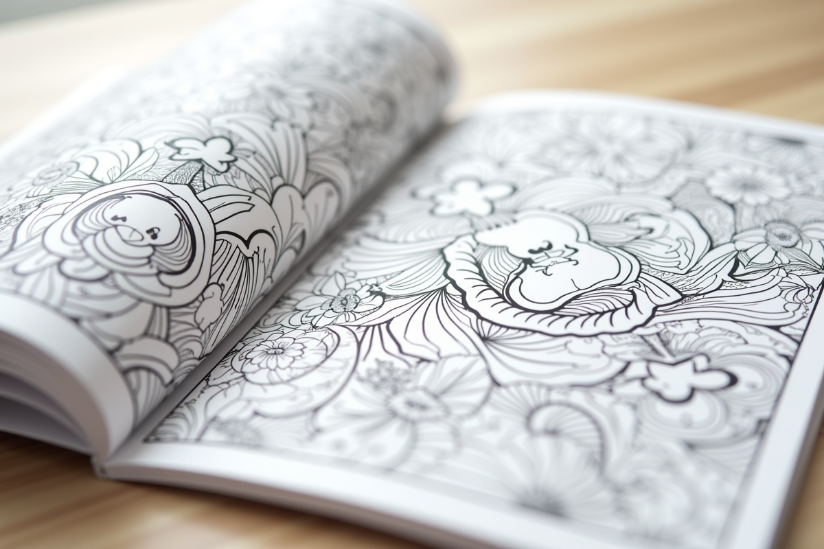 Coloring book page showing marker bleed-through on the reverse side
