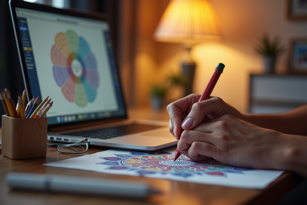 coloring stress relief at work image