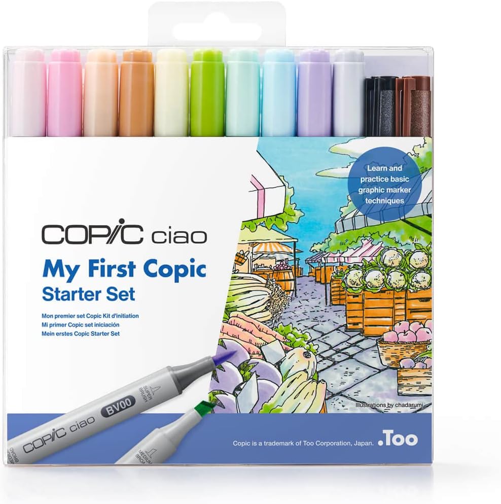 Copic Ciao marker starter set in assorted colors displayed as a retail product shot