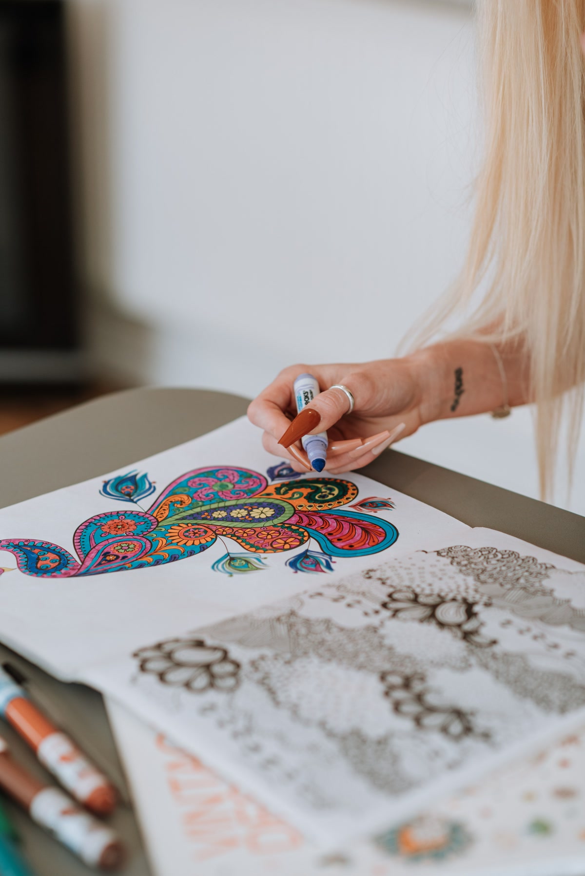 photograph of colored pencils for stress relief coloring