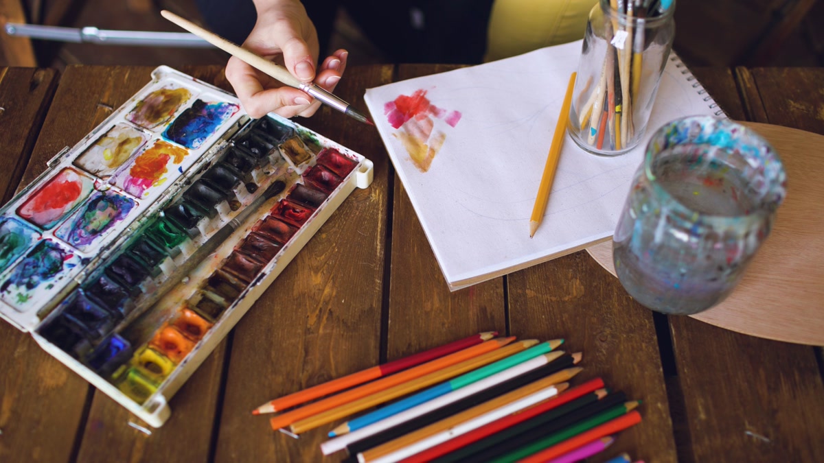 Watercolor pencils with watercolor wash effects