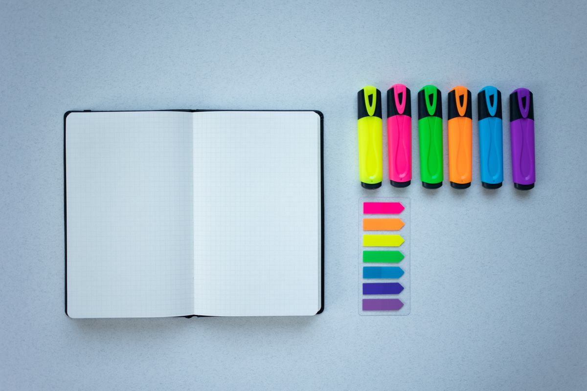 Journaling and writing with colorful pens