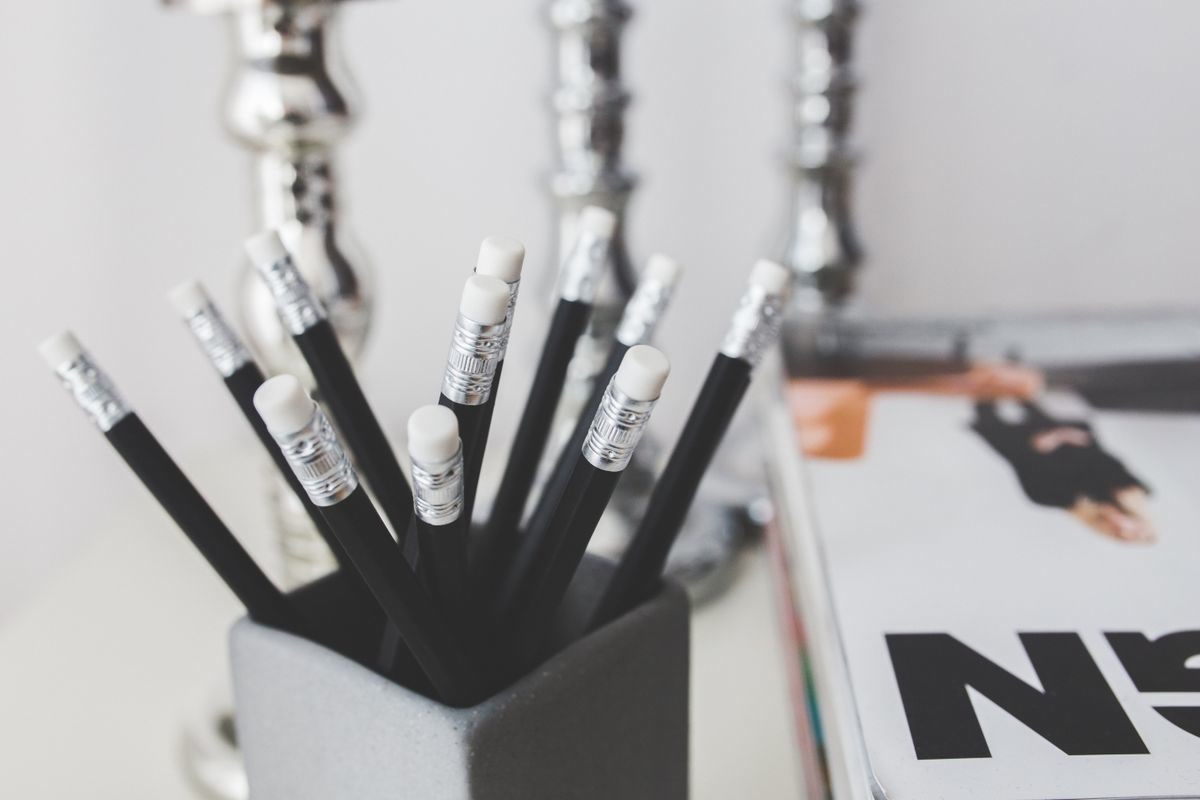 Pencil and eraser on a desk