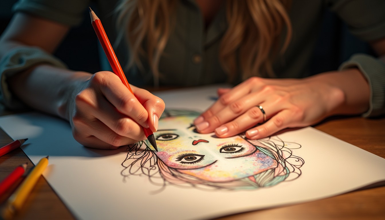 Coloring supplies spread on a table during a portrait session
